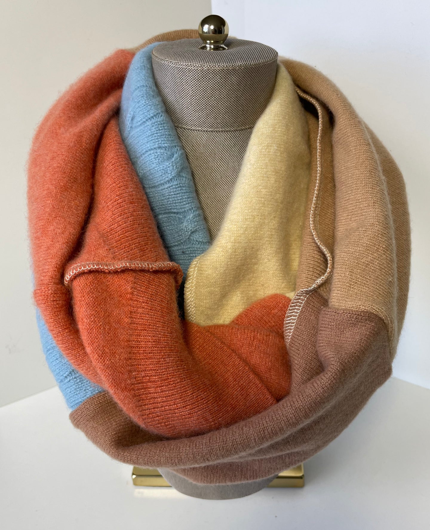 Orange/Blue/Yellow/Brown Infinity Cashmere Scarf