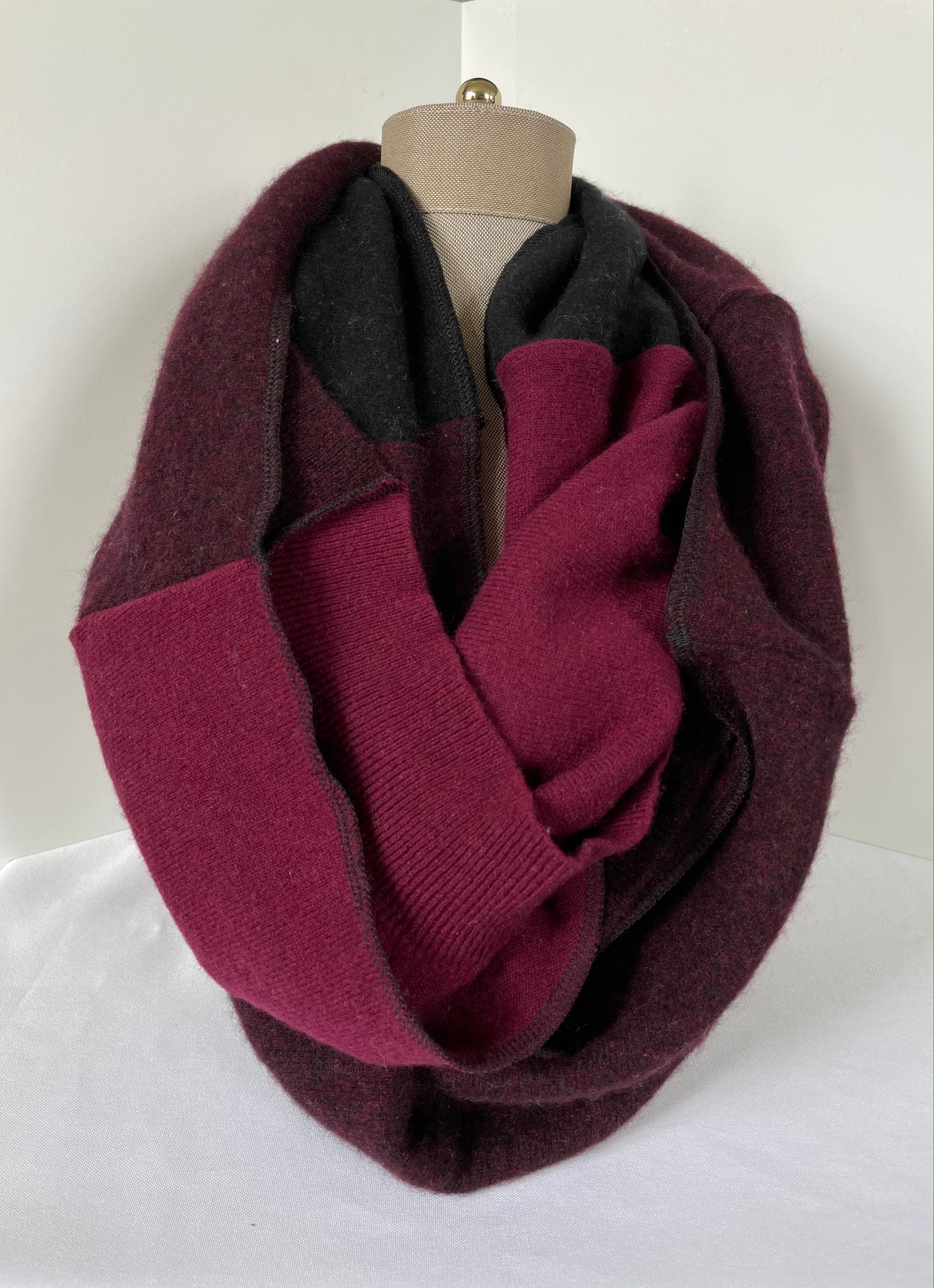 Burgundy & Black Infinity Cashmere Scarf