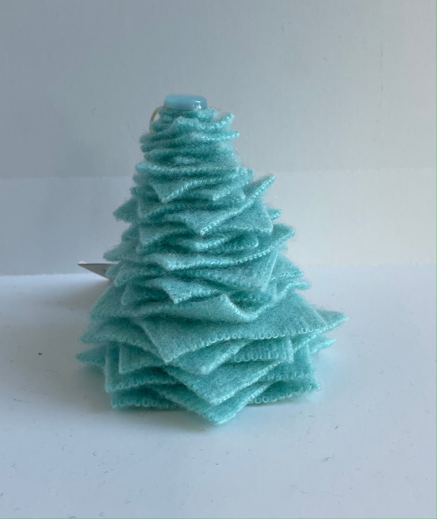 Seafoam Green Cashmere Tree Ornament with Pearlescent Button